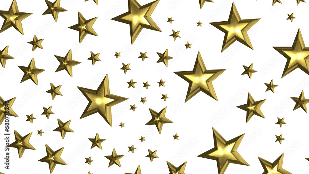 Fototapeta premium XMAS Stars - Holiday golden decoration, glitter frame isolated -