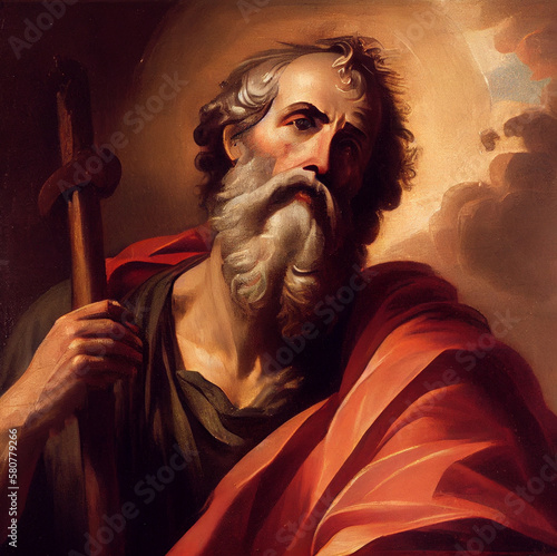 Saint Andrew Apostle of Christ Colored Illustration. Generative Ai.