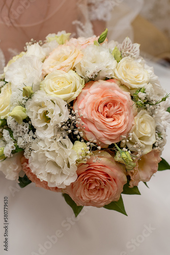 wedding bouquet in the hands of the bride. concept for event agencies