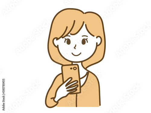 スマホでインターネットを見る女性_メールSNS