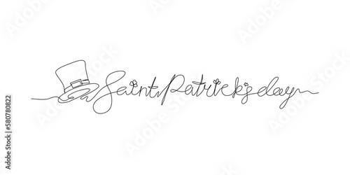 Continuous line art. st patrick's day handwriting, vector illustration