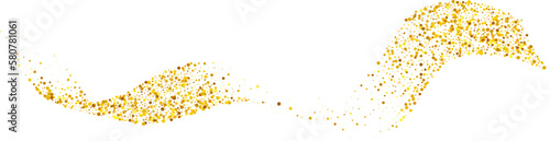 Gold glitter abstract stroke wave swash shiny shape. Luxury illustration element.