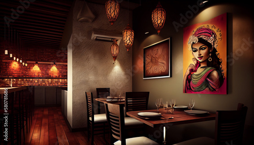 Indian restaurant beautiful interior decoration 