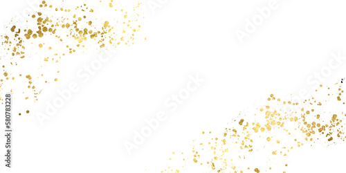 Gold sparkle ,splatter border,Gold Foil Frame Gold brush stroke on confetti luxury background.	