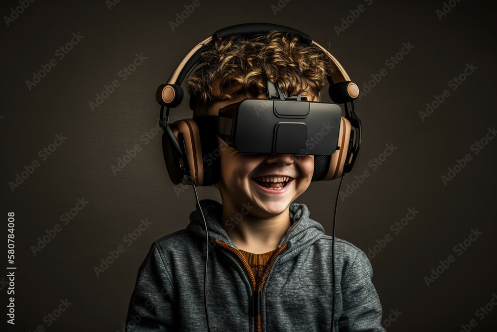 Child wearing virtual reality glasses Child wearing virtual reality glasses
