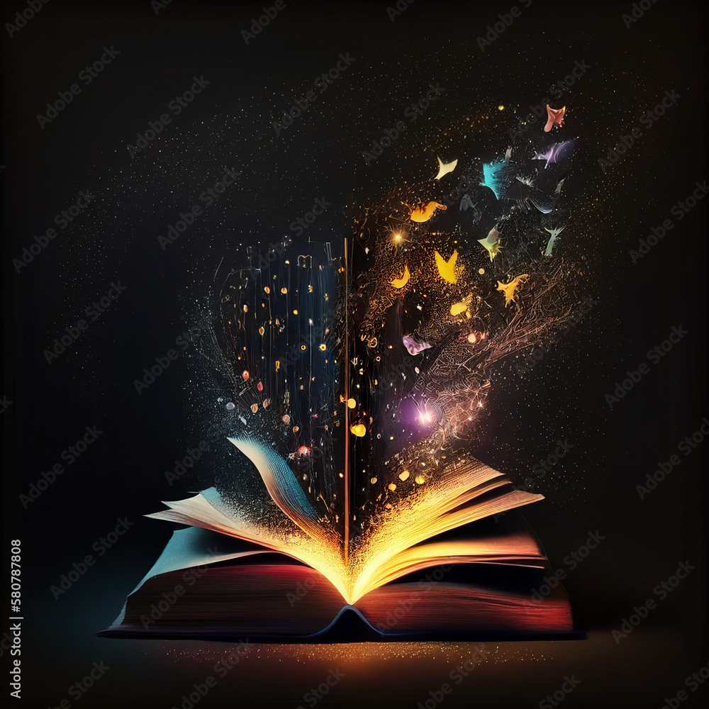 Magic Book With Shining Lights Stock Photo - Download Image Now - Book,  Open, Fairy Tale - iStock