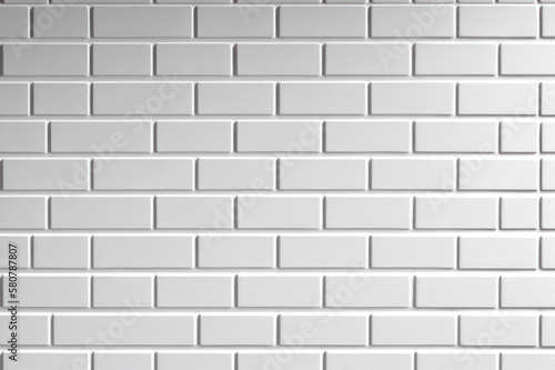 Texture, background. New white brick wall. AI generative.