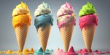assorted flavored ice creams, generative ai