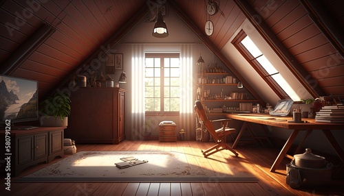 wooden attic room