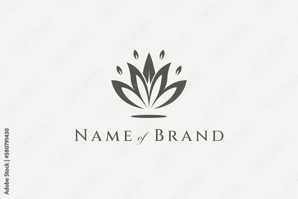 Vector logo on which an simple flat image of a blooming lotus flower. Vector logo on which an simple flat image of a blooming lotus flower.