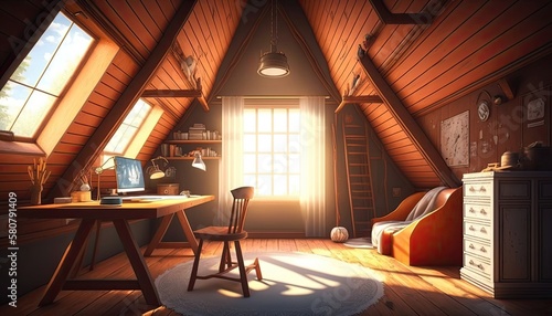 wooden attic room
