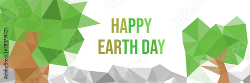 A poster for earth day with a green sun and a green sun on it.