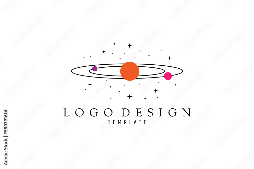 Solar system logo design with planetary orbits. Solar system logo design with planetary orbits.