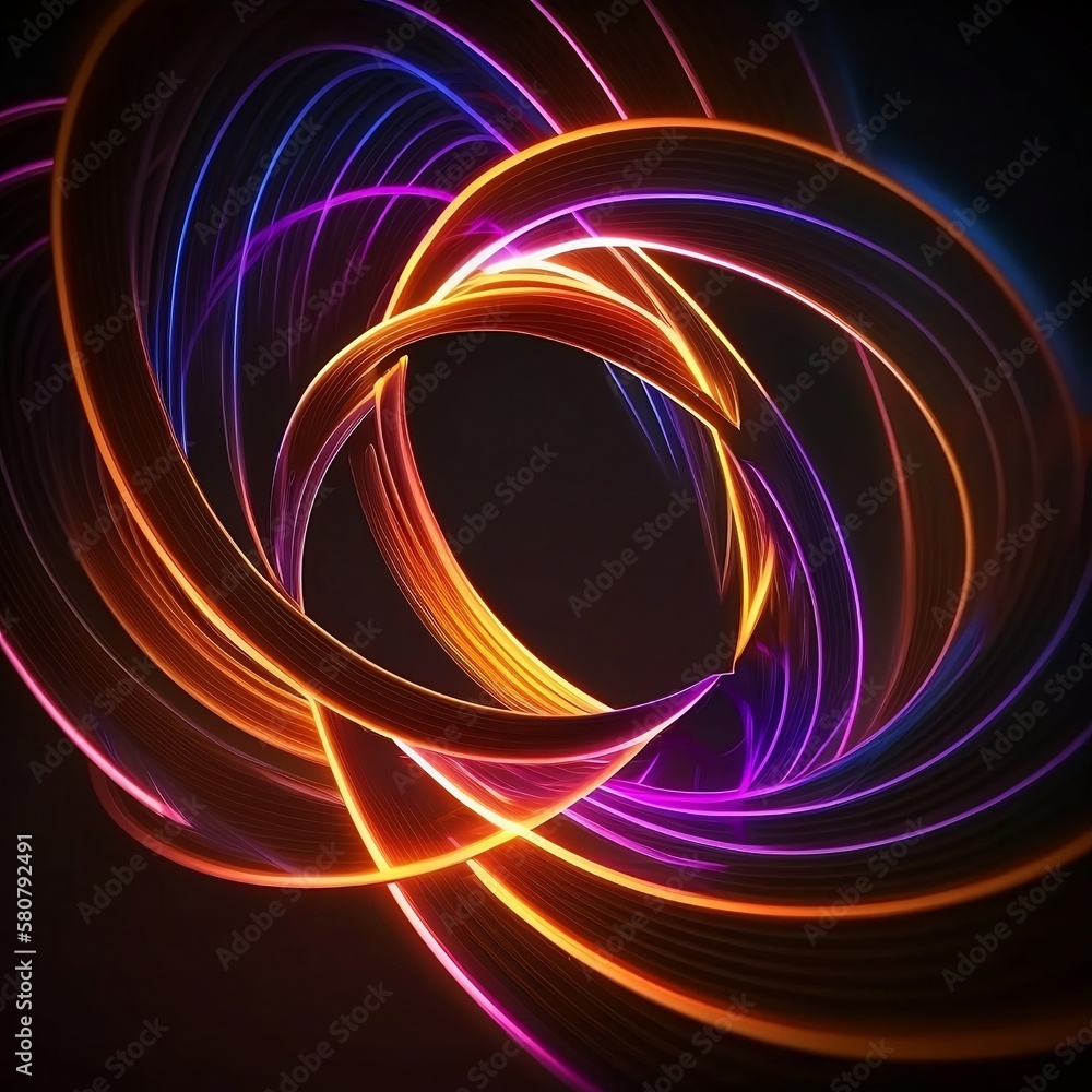 Fototapeta premium Modern wallpaper, fashion show backdrops, stage backdrops, 3d rendering, abstract background of yellow neon feature on fire glowing in the dark