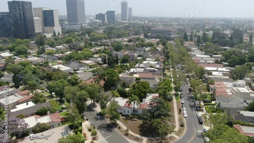 Beverly Hills Aerial Shot Above Residential Area Back Los Angeles California USA photo