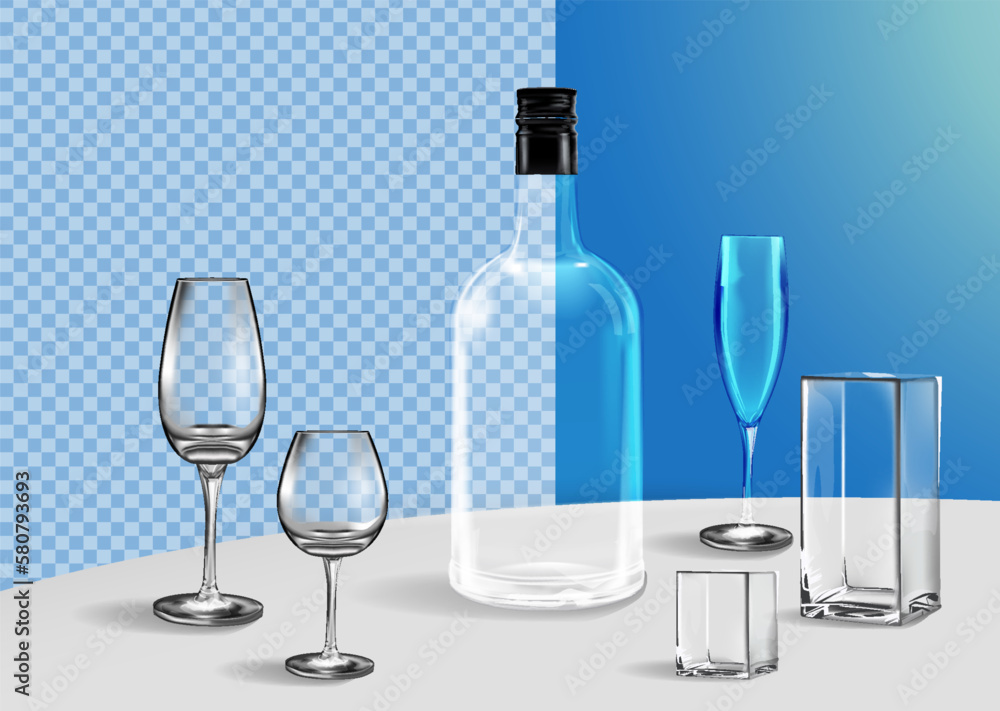 3d realistic icon collection. Isolated. Set of different sizez and shapes of glass vases for flowers. 3d realistic icon collection. Isolated. Set of different sizez and shapes of glass vases for flowers.
