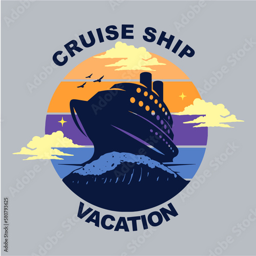 Vászonkép Cruise Ship Vector Art, Illustration, Icon and Graphic