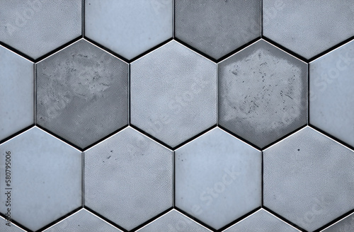 Texture, background. Hexagonal concrete tiles. AI generative.