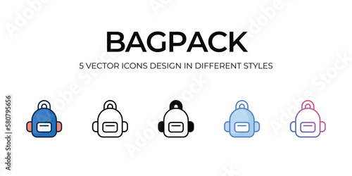 bagpack icons set vector illustration. vector stock,