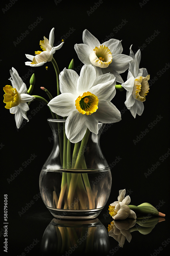 Spring narcissi in a vase. Ai generativ.