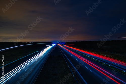 Langzeitbelichtung - Autobahn - Strasse - Traffic - Travel - Background - Line - Ecology - Highway - Night Traffic - Light Trails - High quality photo © Enrico Obergefäll