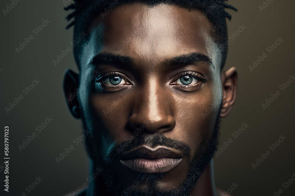 Closeup Portrait of a Confidence Black Man Created With Generative AI Closeup Portrait of a Confidence Black Man Created With Generative AI