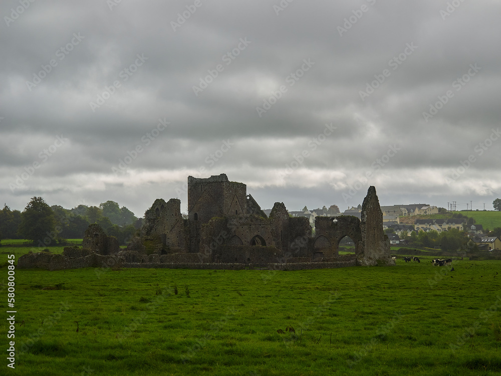 old historic ruin in the landscape of ireland