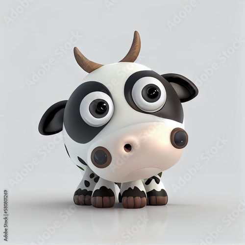 Adorable cartoon Cow character isolated on white background. Generative AI