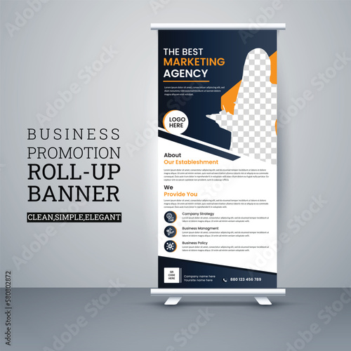 Modern Corporate Business Roll Up Banner Business promotional standee banner, vector illustration, Corporate Business stand banner, display banner, brochure, x-banner, Standee Banner,