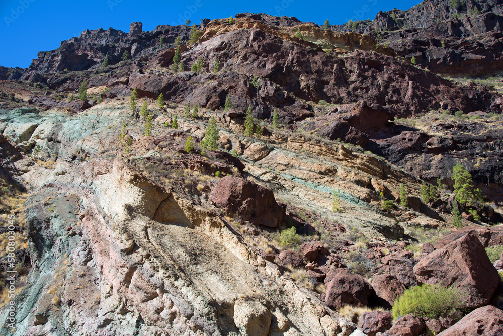 Naklejka premium Volcanic geological rock formation, Gran Canary, Spain