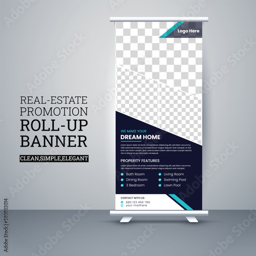 Real estate agency roll up banner, home for sale design, sale, signage, signboard, stand, template, x stand, x-banner, template