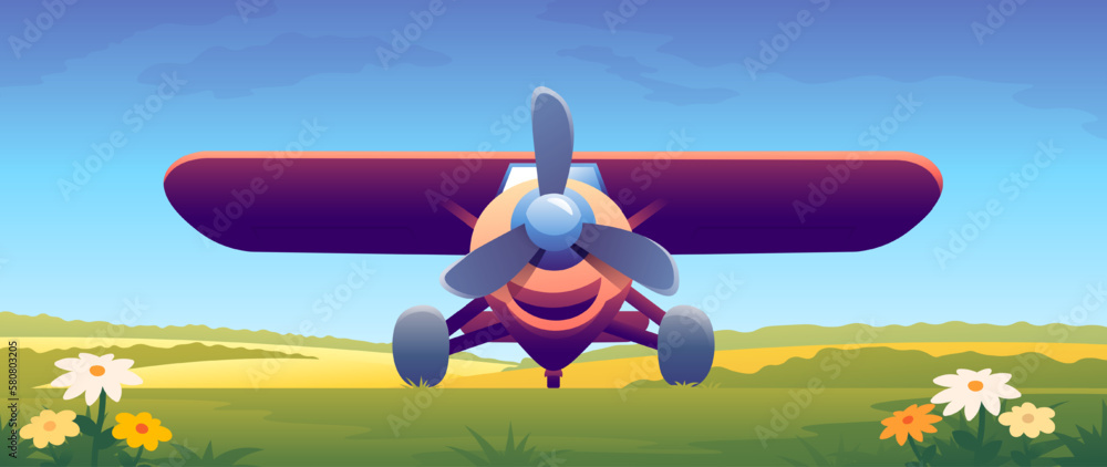 Fotografie Colorful realistic airplane front view