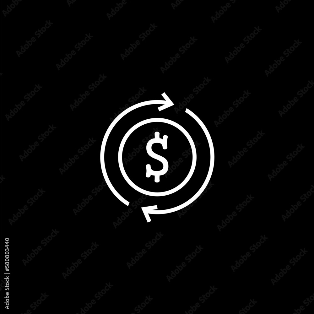 Money Cash Back icon isolated on black background. Money Cash Back icon isolated on black background.
