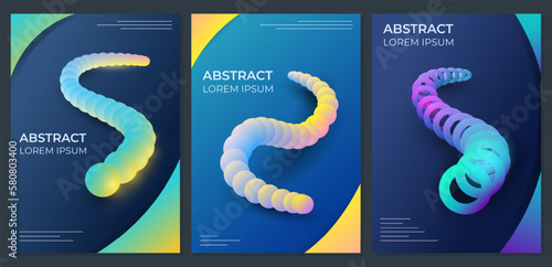 Set of covers with colored abstract gradient serpentine circles on a dark background.