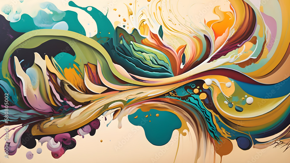 Lyrical Abstraction Modern Artwork background. Generative AI. Lyrical Abstraction Modern Artwork background. Generative AI.