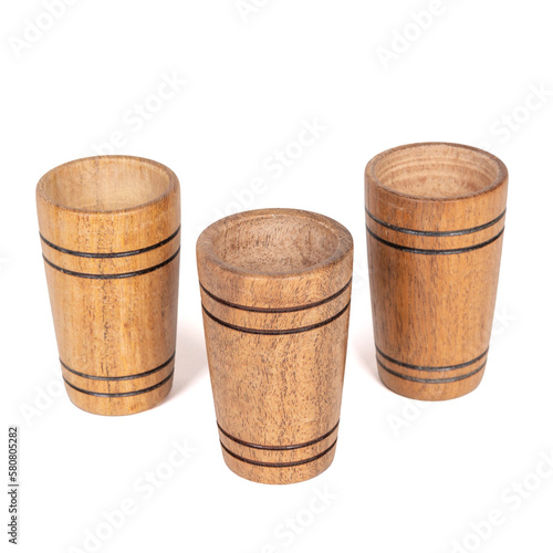 Handmade artisan wooden glasses for drinking tequila
