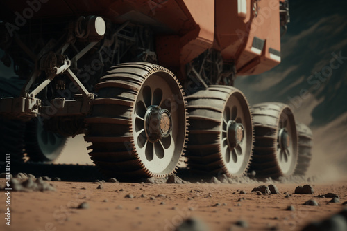 rover wheels in exploration mars planet Generative AI © Poter