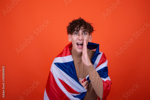 Attractive young man with British flag photo