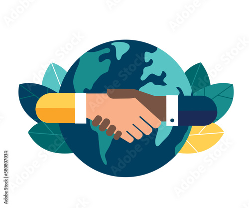 business handshake partnership Business concept vector illustration, partnership concept, agreement of parties, hand shake, signing documents