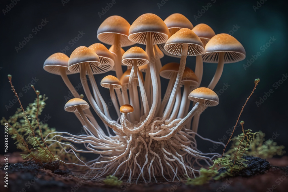 psilocybe cubensis magic psilocybin mushrooms Generative AI Stock