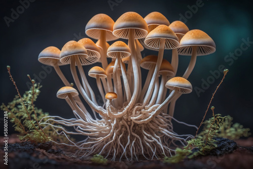 psilocybe cubensis magic psilocybin mushrooms Generative AI photo