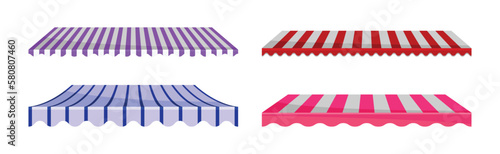Photos Striped Awning or Overhang as Secondary Covering of Fabric Vector Set