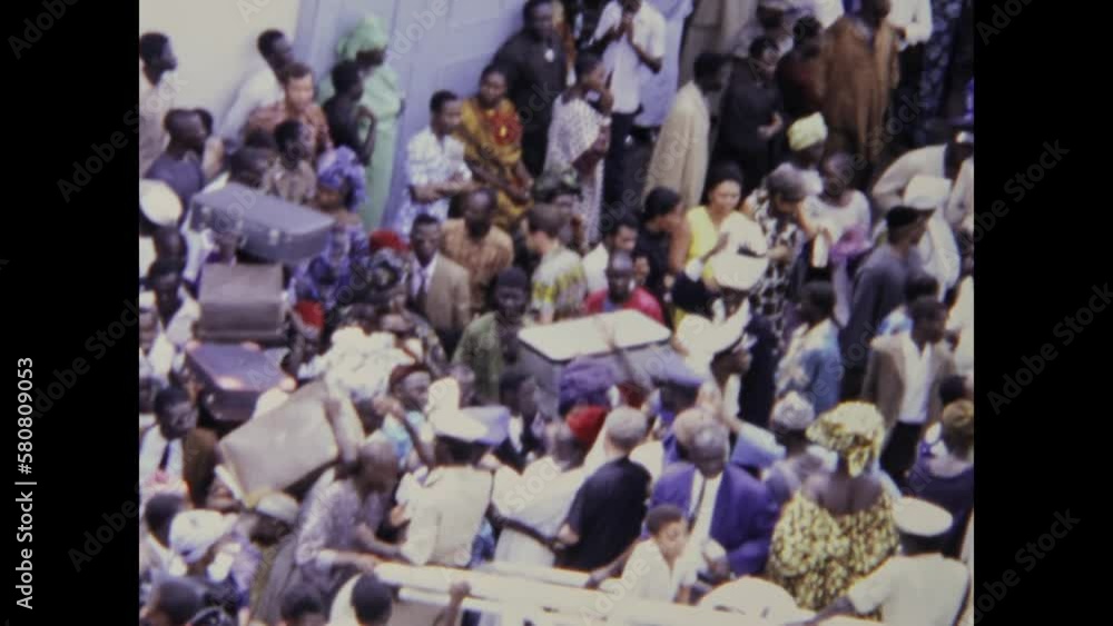 Senegal 1975, Crowded African People at the Port Waiting to Board the Ship Senegal 1975, Crowded African People at the Port Waiting to Board the Ship