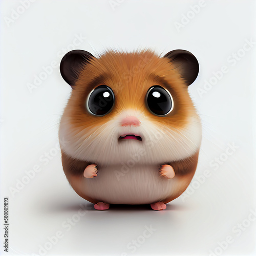 Adorable baby Hamster character isolated on white background. Generative AI © farhadahmadov