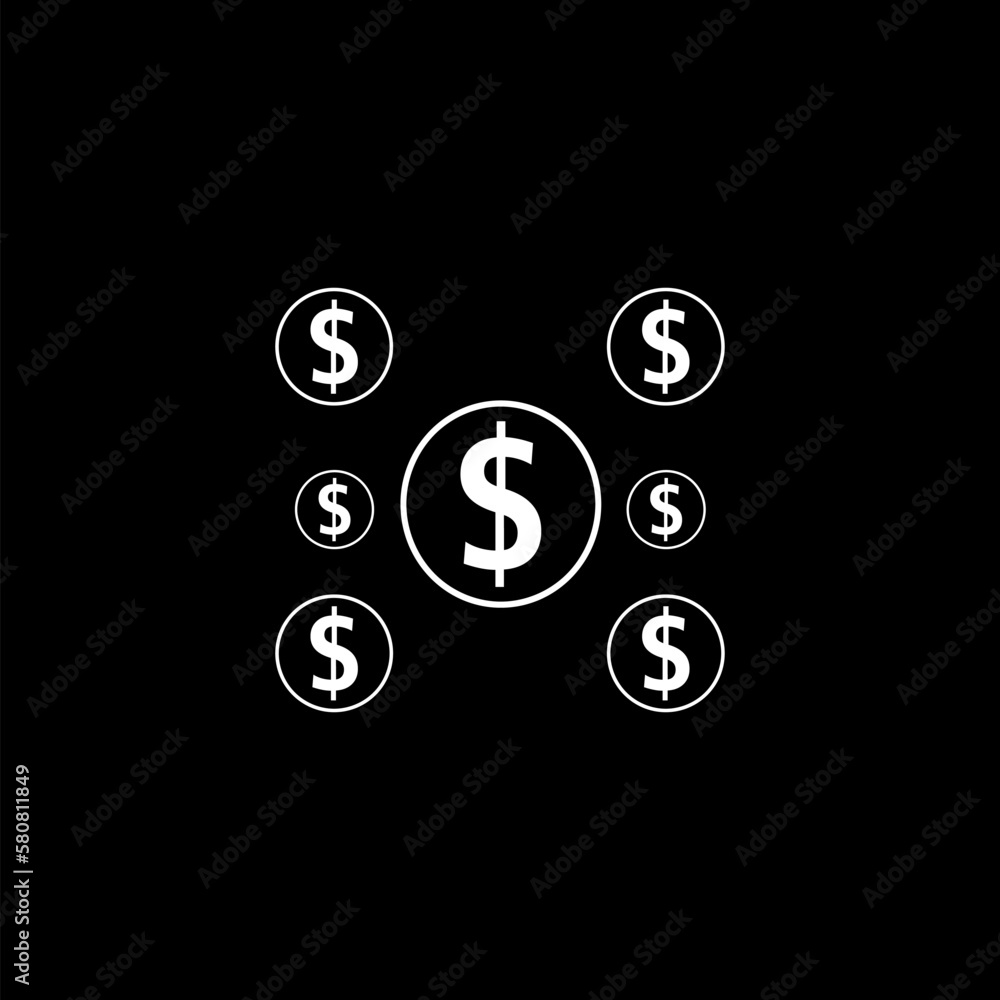 Money icon symbol icon isolated on black background Money icon symbol icon isolated on black background