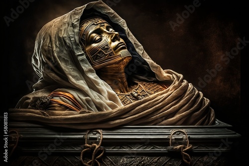 The Mysterious World of Mummies and Coffins. Generative AI