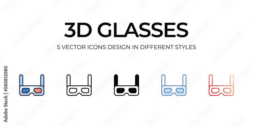 3d glasses icons set vector illustration. vector stock, 3d glasses icons set vector illustration. vector stock,