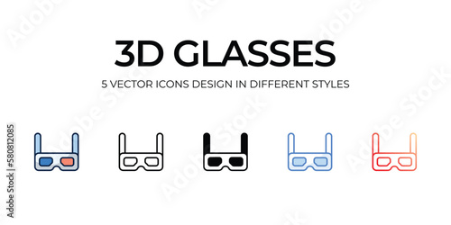 3d glasses icons set vector illustration. vector stock,