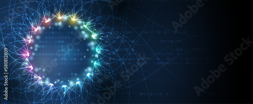 Quantum processing. Deep learning artificial intelligence. Future new technology  for business or science presentation