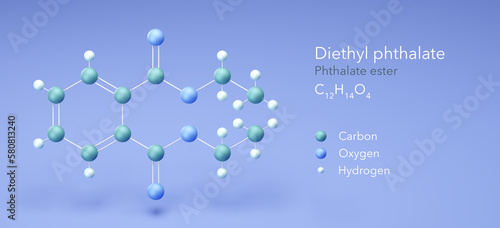 diethyl phthalate molecule  molecular structures  phthalate ester  3d model  Structural Chemical Formula and Atoms with Color Coding